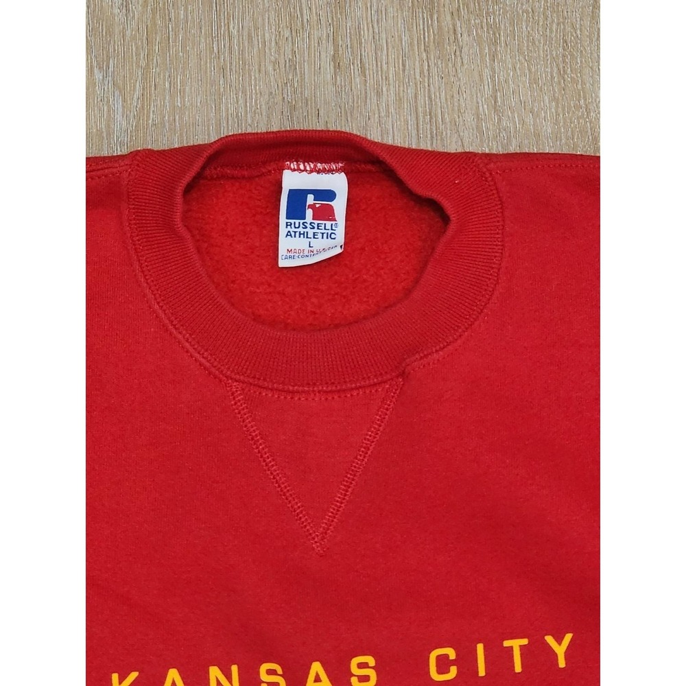 1995 Russell Athletic Kansas City Chiefs Pull Over Sweater Size Large Vintage - Picture 2 of 12